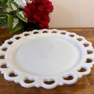 Anchor Hocking Old Colony Milk Glass Platter Lace Edge Vintage‎ Serving Tray